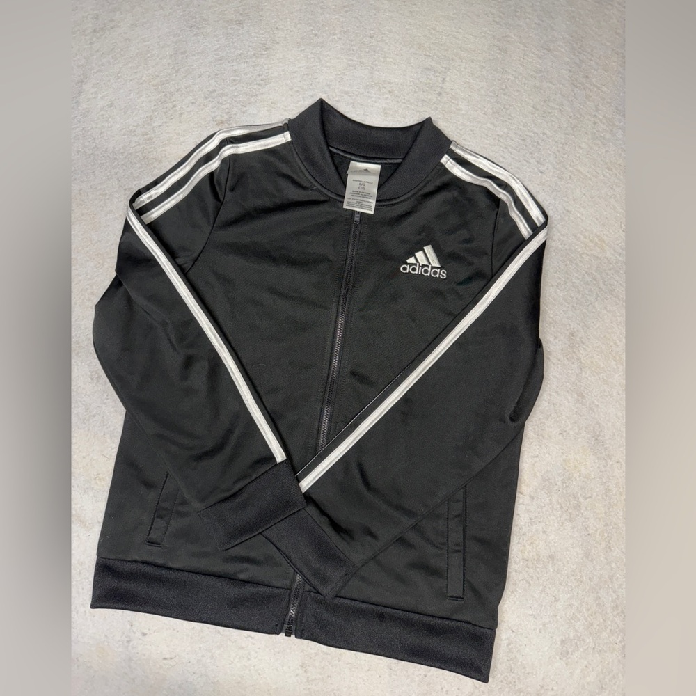 Adidas Youth Large Black Full Zip‎ Stripe Sleeve Track Jacket